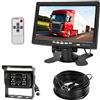 PPKIN ONE Telecamera Retromarcia per Auto，4Pin 18LED Visione Notturna Telecamera di Retromarcia Impermeabile Infrarossi Con 15M cavo + 12V-24V 7'' LCD TFT HD da Schermo per Camper/Camionr/Imorchi/Autobus