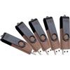 A Plus 5 Chiavette USB 3.0 in Legno di Noce con Metallo Nero - Alta Velocità, Clip Girevole 360°, Design Professionale per Ufficio e Regali (64, GB)