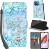 Haninsuze Cover per Xiaomi Redmi 12C Custodia Cover Pelle Libro Portafoglio con Porta Carte Magnetica Protezione Antiurto Cuoio Flip Case Custodia Cover per Redmi 12C, Torre