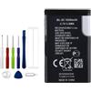 Vvsialeek BL-5C - Batteria di ricambio compatibile con Nokia 650, 2310, 2610, 3110, 3120, 5030, 5130, 6230, 6555, E50, N70, N72 con toolkit