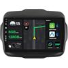 KeiDilie 9 [6G+128G] Android 15 Autoradio per Jeep Renegade 2015-2018-[Integrato Wireless CarPlay&Android Auto | DSP | Mirror Link | GPS Sat Nav | BT 5.0 | WiFi | 360° Panoramica]+AHD Camera & MIC