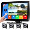 Rimoody Telecamere Retromarcia 4 Telecamere Kit con Mirror Link, 10.1 Pollici Touchscreen, 1080P Telecamera Posteriore IP68 Impermeabile Visione Notturna/BSD/Loop Video per Camion/Bus/Furgoni/Camper/Caravan