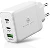 Wicked Chili 65W GaN II Caricabatterie USB-C Compatibile con MacBook PRO, Air, iPad, iPhone 14, 13, 12, 11, Apple Watch Ultra - QC 4.0 Power Delivery PPS Alimentatore rapido (2X Type-C PD / 1x USB-A)
