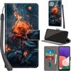 PHINIENLAND Cover per Samsung Galaxy A22 5G Case PU Pelle Custodia [Kickstand] [Chiusura magnetica] [Slot per Schede], Portafoglio Flip Custodia per Samsung A22 5G,Fiamma