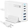 HNCY 135W Caricatore USB C Multiplo, PD 30W Alimentatore USB C Compatibile con MacBook Air, 6 Porte GaN III Charging Station per MacBook Pro, Dell, iPhone, iPad, Nexus, HTC, Nokia, Motorola