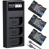 LP -E6 LP E6N Battery Charger Pack, LP 3-Pack Batteria e Triple Slot Charger Compatibile con Canon EOS 90D, 80D, 70D, 60D, 60DA, 7D Mark II, 7D, 6D Mark II, 6D, 5D Mark IV, 5D Mark III, R, R5