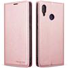 QLTYPRI Custodia per Huawei P20 Lite, Premium PU Leather Cover Bumper TPU con supporto carte di credito nascosto Adsorbimento magnetico antiurto a portafoglio compatibile Lite - Oro rosa