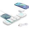 Poeloisy Caricatore Wireless 3 in 1 15W Magnetico Pieghevole con Base di Ricarica per Telefono Orologio e Auricolari, Stazione Ricarica Rapida adatto per iPhone 17 16 15 14 13 12 Pro Max, adatto per Apple Watc