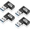 Duttek Adattatore angolare USB C a USB A (Confezione da 4), 10Gbps Adattatore USB3.2 angolare, Convertitore angolare USB A maschio a USB C femmina Extender per PC, laptop, power bank e altro