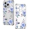 Nuxiady Cover per Honor 400 Lite 5G Sottile silicone TPU Trasparente Antiurto Case Fiore Disegni Antigraffio Bumper Cover per Honor 400 Lite 5G, Rosa Blu
