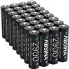 ABSINA 32x Batterie ricaricabili AA 2900 - Batteria NiMH AA da 1,2 V e min. 2650 mAh - Batterie AA ricaricabili per dispositivi ad alto consumo energetico - Pile AA per controller torcia, Wii e Xbox