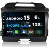 SXAUTO [6GB+128GB] Android 14 IPS Autoradio Per Kia Sportage (2010-2015) - Senza fili Carplay & Android Auto - LED Telecamera + MIC - DSP DAB Fast-boot BT 4G Volante WiFi 360-Camera - 2 Din 9 Pollici