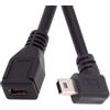 CY Cavo ad angolo retto di 90 gradi Mini USB 5 pin maschio a femmina cavo di prolunga 30 cm per fotocamera GPS