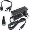 DZYDZR Adattatore AC/DC Power Supply DC 12 V 3 A, spina da parete 2,1/2,5 mm x 5,5 mm, spina per nastro LED e presa da 12 V, cavo splitter a Y