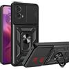 ESTH® Cover per Motorola Moto E14/Moto G24/Moto G04/G04s con Custodia per Fotocamera Scorrevole e Supporto ad Anello [Custodia Paraurti Compatibile con Supporto Magnetico per Auto], Nero