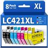 SANCTink LC421XL LC421 (8 confezioni) cartucce compatibili con Brother LC421-XL 421XL VAL Multipack cartucce compatibili con Brother DCP-J1050DW DCP-J1140DW MFC-J1010DW