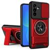 HAONANDE custodia per Samsung Galaxy A26 5G/Galaxy A17 4G/5G/F17 5G con ring stand magnetico, cover militare antiurto con protezione fotocamera scorrevole compatible with MagSafe Rosso