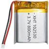 ELLENNE - BATTERIA LIPO DIY 102530-3,7V DC 800mAh CONNETTORI 2P-PH - PROTEZIONE SOVRACCARICO, SCARICAMENTO ECCESSIVO E CORTOCIRCUITO