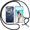 ISOI Cover con Cordino per Oneplus 13, Custodia Trasparente con Collana Tracolla Laccio Collo Ultra Sottile Morbido TPU Silicone Antiurto AntiGraffio Antiscivolo Case, Nero