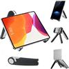 PhieeSeriy Supporto per Tablet in Alluminio per iPad/Samsung/Altri Tablet, Supporto per Telefono Portatile per iPhone/Samsung/Huawei, Supporto Pieghevole con Borsa da Trasporto per Viaggi, Nero
