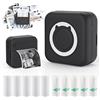 HUIJUTCHEN Mini Stampante Fotografica, Mini Stampante Termica Portatile Stampante Fotografica Istantanea Bluetooth con 10 Rotoli di Carta Termica e Ricarica USB Stampante per Note/Diario/Memo (Nero)