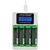 LOTUS POWER Caricabatterie universale a 4 slot e set di batterie Ni-MH AA da 1,2 V, caricatore LCD e batteria ricaricabile NiMH AA (1 caricatore e 4 batterie)