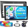 Rimoody 4G+64G Wireless Carplay Android Autoradio 2 Din per FIAT Bravo 2007-2014 9 Pollici Touchscreen Autoradio con Android Auto GPS Navi WiFi Mirror Link Bluetooth FM/RDS/32 EQ/USB/SWC Telecamera Posteriore