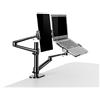 Thingy Club - Supporto da tavolo 2 in 1 con doppio braccio per tablet e computer portatile, per tablet fino a 12 - 17 e laptop da 12 - 17, extra VESA Adopter fino a 27 monitor (nero)