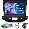 Rimoody 6G+128G 8 Core Wireless Carplay Android Autoradio per Mitsubishi Outlander 2/Peugeot 4007/Citroen C-Crosser 9 Pollici Autoradio con Android Auto Navi GPS WiFi Bluetooth FM/RDS/EQ Telecamera Posteriore