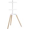 EasyLife - Cavalletto TV di Design Tipo Treppiede - Supporto per TV/Monitor Fino a 65 e 35kg - Rotazione 140° - Altezza Regolabile + Gestione Cavi - VESA Fino a 400×400 (Bianco/Faggio Chiaro)