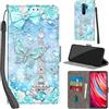 Haninsuze Cover per Xiaomi Redmi Note 8 Pro Custodia Cover Pelle Libro Portafoglio con Porta Carte Magnetica Protezione Antiurto Cuoio Flip Case Custodia Cover per Redmi Note 8 Pro, Torre