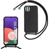 MBSLFY Cover per Cordino con Collana per Samsung Galaxy A22 5G, Custodia Silicone Morbido con Corda, Case Tracolla Silicone con Necklace Regolabile per Samsung Galaxy A22 5G, Nero