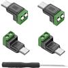 QIANRENON USB C 2 pin senza saldatura OTG connettore di ricarica USB tipo C maschio a 2 pin morsettiera adattatore senza saldatura plug 5 V3 A, per riparazione fai da te tastiera OTG Mouse (nessun