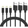 Quntis Set di 3 cavi di ricarica per iPhone 2 m, MFI CERTIFICATO, cavo Lightning ricarica rapida per iPhone 11 Pro XS Max XR X 8 Plus 7 6s 6 Plus 5 Se iPad, cavo nero
