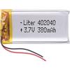 Liter energy battery Batteria 402040 LiPo 3.7V 380mAh 1.406Wh 1S 5C Liter Energy Battery per l'elettronica Ricaricabile Telefono Portatile Smartwatch Orologio GPS - Non adatto per Radiocomando 42x20x4mm (380mAh|402040)