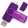LEIZHAN PenDrive 2.0 64GB Chiavetta USB Memoria Stick OTG(On the Go) 2 in 1(Micro USB & USB 2.0) Flash Drive Supporto Telefono Android Tablet PC Porpora