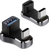 chenyang Confezione da 2 adattatori da USB C maschio a USB 3.0/USB C femmina ad angolo di 180 gradi per Steam Deck Support OTG 20/10Gbps PD36/140W 4K60Hz HDTV/disco/tastiera/mouse
