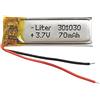 Liter energy battery Batteria 301030 LiPo 3.7V 70mAh 0.259Wh 1S 5C Liter Energy Battery per l'elettronica Ricaricabile Telefono Portatile Smartwatch Orologio GPS - Non adatto per Radiocomando 32x10x3mm (70mAh|301030)