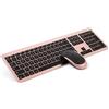 seenda Tastiera wireless con mouse (dimensione piena), ricaricabile, ultra sottile, senza fili, tastiera ergonomica protezione antipolvere in silicone per PC/laptop/Smart TV, ecc. - oro rosa