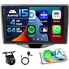 Inefala 4+64G Autoradio per Toyota Aygo Peugeot 108 Citroen C1 2015-2020 Android 15 mit 9'' In-Cell Schermo Soporta Wireless Carplay und Android Auto Mirror Link Radio FM/RDS GPS WIFI Bluetooth SWC