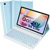 SOPPY Custodia per Tastiera Samsung Galaxy Tab S6 Lite, UK QWERTY, Custodia con Tastiera Rimovibile per Samsung Tab S6 Lite 10.4 2020 (SM-P610/P615), 2022 (SM-P613/P619), Azzurro
