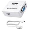 MEIRIYFA Convertitore adattatore VGA a HDMI Uni-Direction VGA (Source) a HDMI (TV/Monitor) 1080P con porta audio da 3,5 mm per PC Laptop a HDTV Monitor Proiettore (bianco)