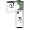RUICAILI 738 738XL Inchiostro pigmentato 130ML 498N4A 498N5A 498N6A 498N7A Compatibile con cartucce d'inchiostro HP 738 Funziona con la stampante DesignJet T850 T950 (130ml-Black)