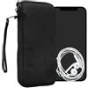 kwmobile Custodia Tela con Zip per Smartphone XXL - 7 - Astuccio Porta Cellulare con Chiusura a Cerniera - Pochette Telefono Nero