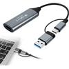 MDLSDE Scheda di acquisizione video, scheda di acquisizione audio USB 3.0 da HDMI a USB C, cattura 4K 1080p 60 FPS con adattatore di tipo C