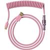 Ranked Cavo Coiled | Cavo Intrecciato a Doppia Guaina Fatto a Mano | USB Tipo C ad A | Connettore Aviator a 5 Pin per Tastiera da Gioco Meccanica Custom | Supporta la Ricarica Rapida 20W (Rosa)
