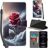 Haninsuze Cover per iPhone 13 Pro Custodia Cover Pelle Libro Portafoglio con Porta Carte Magnetica Protezione Antiurto Cuoio Flip Case Custodia Cover per iPhone 13 Pro, Rose