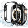 Misxi [2+2 Pezzi Cover per Apple Watch Ultra 3 /Ultra 2 /Ultra 49mm, Pellicola PC + Protezione Schermo in Vetro Temperato [con Kit Allineamento Automatico], Vetro Antigraffio per iWatch, Nero Lucido