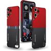GIOPUEY Cover Compatibile con Nothing Cmf Phone 2 PRO, Materiale PC Rigido Custodia, Comodo e Liscio al Tatto Case，Antiurto, Anti-Impronta - Red/Black