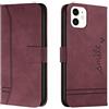 Bravoday Cover per iPhone 12 Mini, Flip Custodia in Pelle PU Portafoglio Custodia per iPhone 12 Mini, con Slot per Schede, Vino Rosso